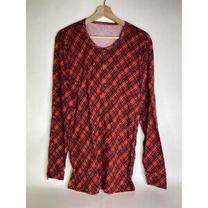 2xist Essential Cotton Long Sleeve Henley T-Shirt Abstract Plaid Mens Size XL